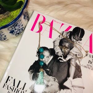 ✨Long Gold and Turquoise Tassel Necklace